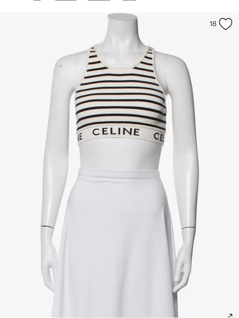Celine Striped Ribbed Sports Bralette in Cream & Black
